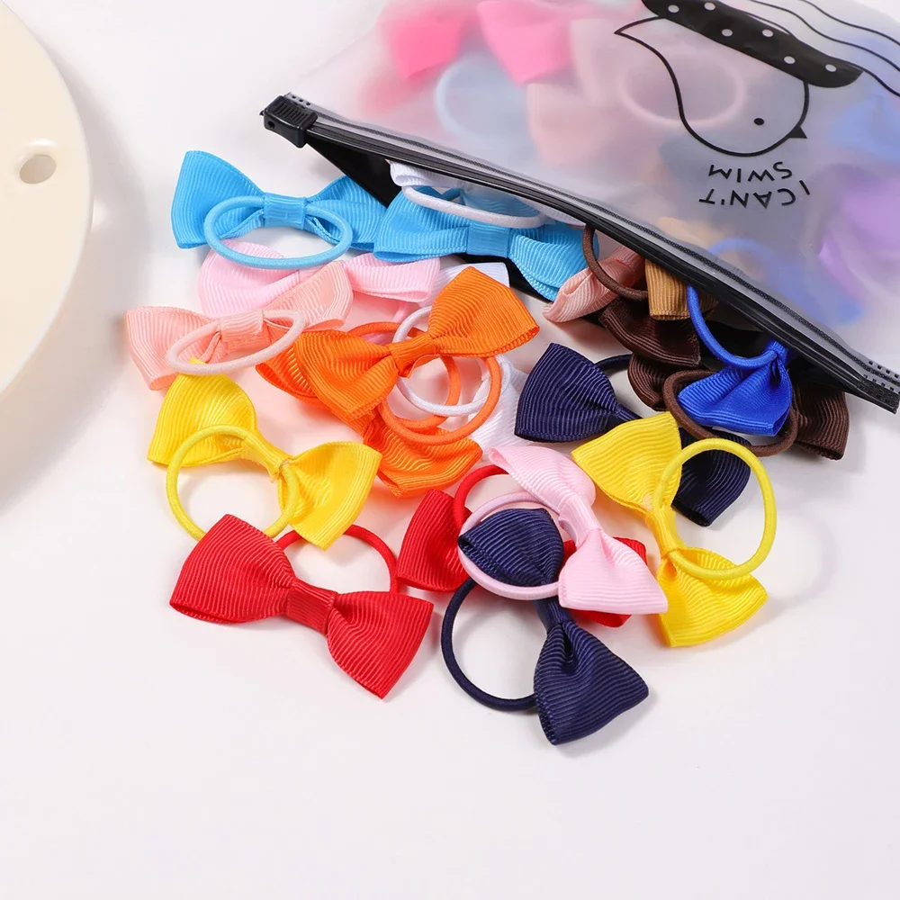 

10 Pcs Candy Color Hair Bows Elastic Baby Bows HairBand for Girls Handmade Bowknot Hairpin Mini Barrettes Kids Hair Accessories