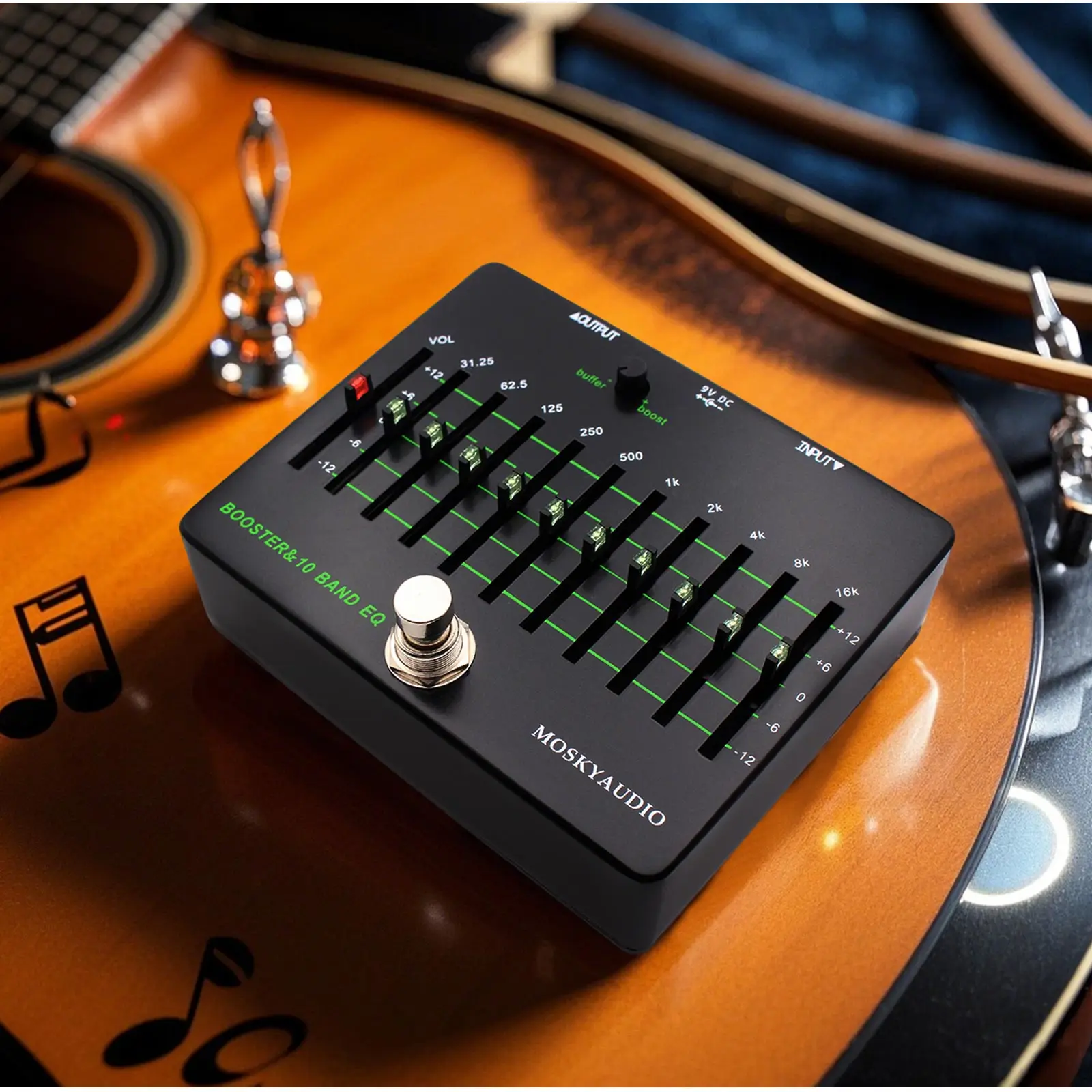 

Mosky 10-Band Studio Eq Pedal 31Hz-16Khz W/clean Boost - Low-Noise Circuit & True Bypass for Recording Sessions/stage Tone