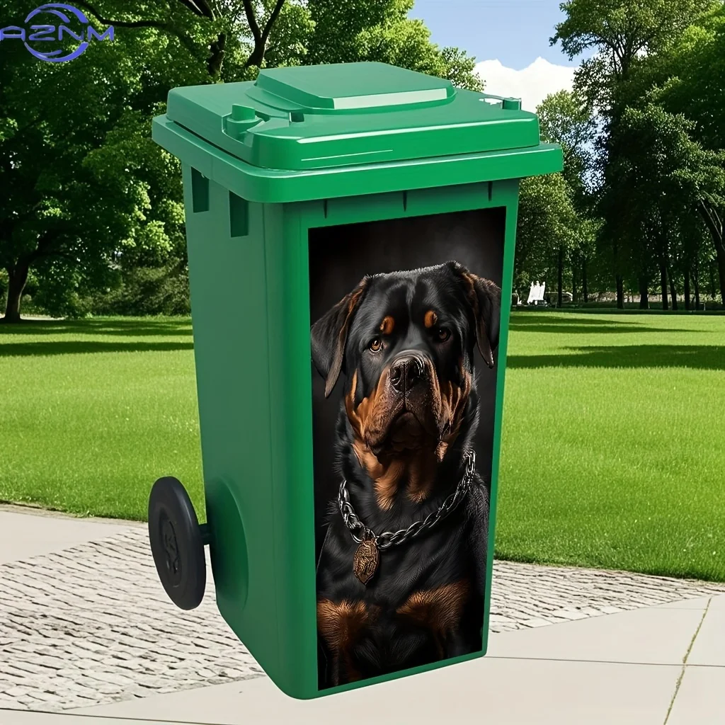 EYESWEB, 1pc Rottweiler Dog Trash Can Sticker, Scratch-Resistant Vinyl Film, Dog Print, Suitable for Trash Cans, Walls, Kitche
