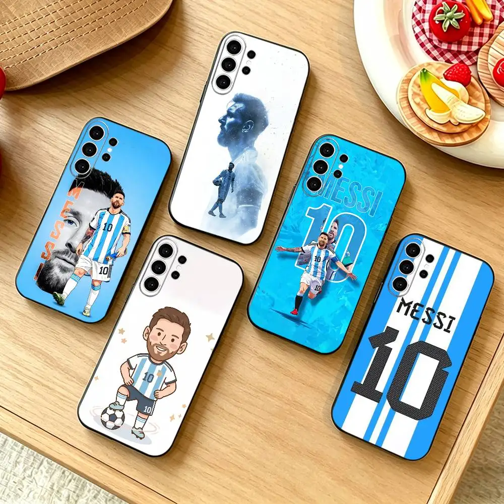 Capa de Telefone Lionel Messi para Samsung S25, S24, S21, S22, S23, S30, Ultra, S20, Plus, Fe, Note, 10, 9, 5G, Capa Preta