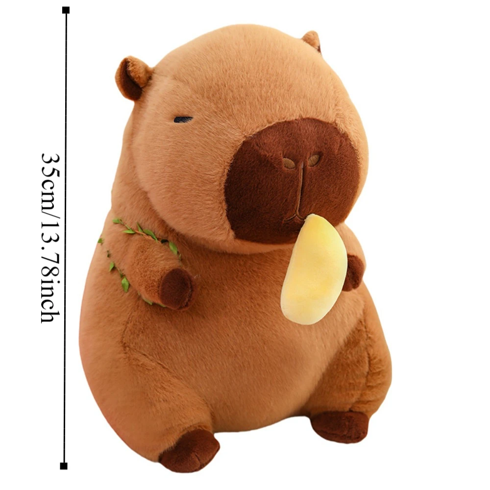 กินทุเรียน Capybara ตุ๊กตา Plush สามารถดึงผลไม้กระเป๋าเป้สะพายหลังจําลอง Capybara เครื่องประดับผ้าฝ้าย PP นุ่มตุ๊กตา Capybara ตุ๊กตา