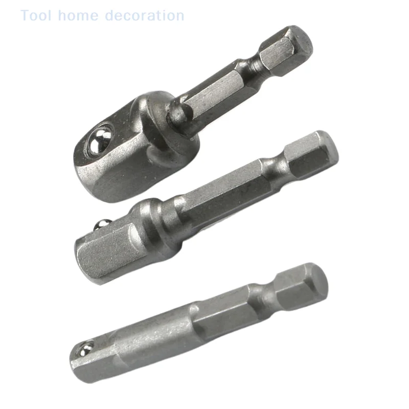 3 Pcs Drill Socket Adapter Impact Drill Extension Drill Bits Bar Socket Adapter 1/4 3/8 1/2 Size Hex Shank Square Head Drill Bit