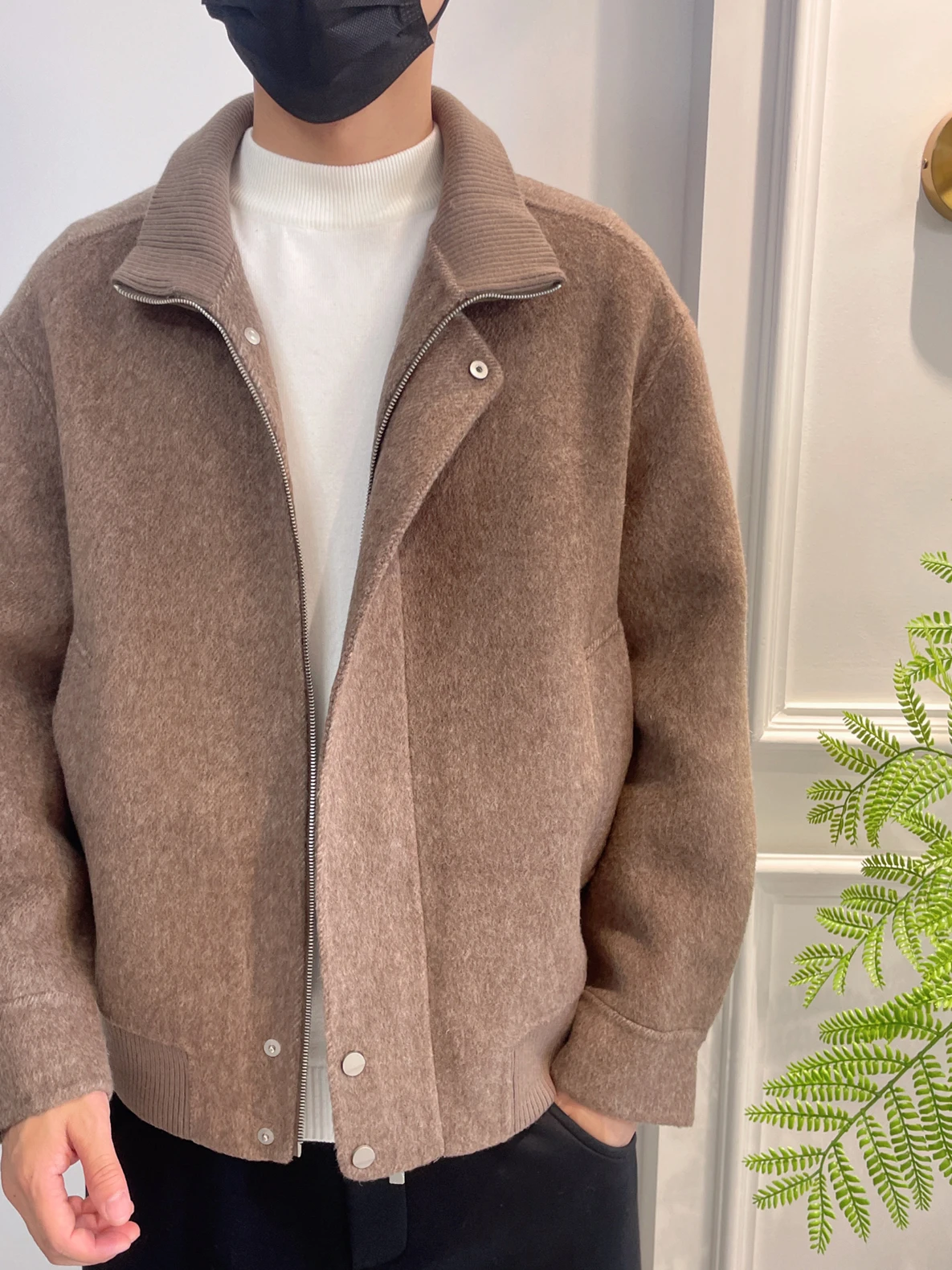 

Двусторонняя шерстяная куртка для мужчин с воротником-стойкой, модная, универсальная, простого дизайна, теплая зимняя, для активного образа жизни молодежи