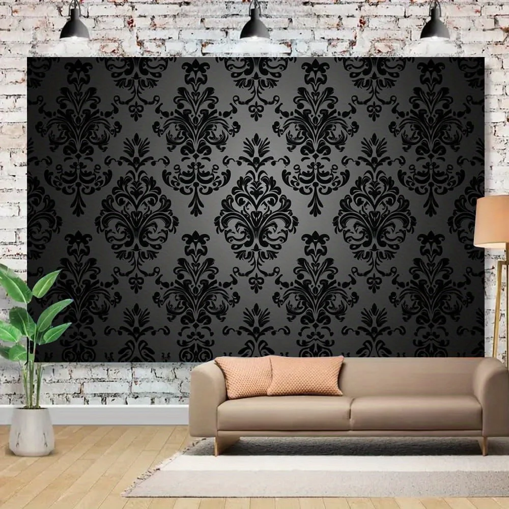 

1pc satin black floral photography background - retro classic satin pattern polyester, elegant decoration