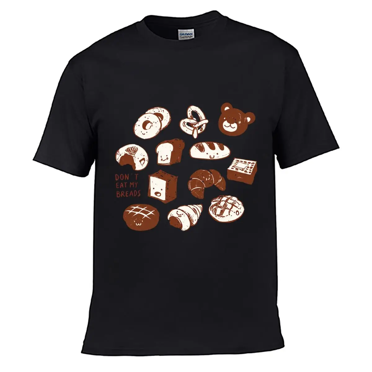 Dont Eat My Breads Bakery Food Sketch Street Distressed Washed Loose Simple Tee