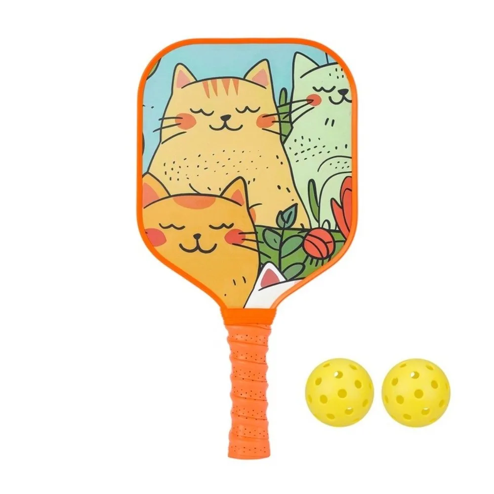Mermaid Cat Pickleball Paddle Toys with 2 Pickleballs Honeycomb Core Pickleball Paddle Set Lightweight Cartoon