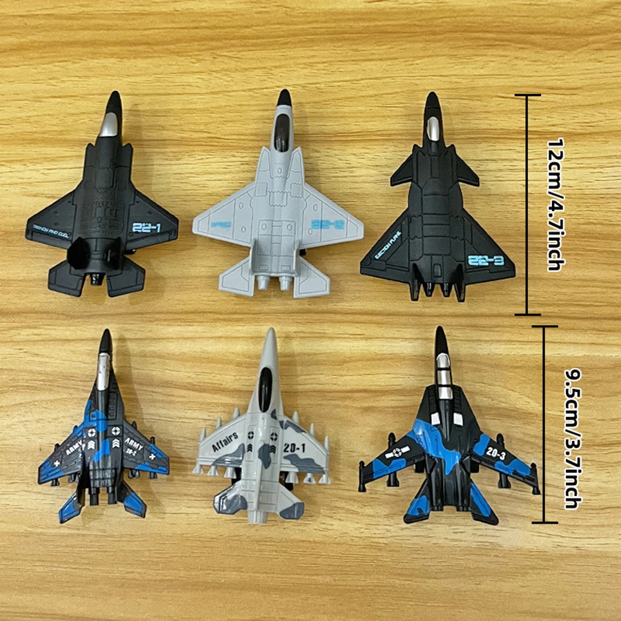 6pcs Fighter Jet Model, Aviation Aircraft Combination Toy, CHILDREN\'S Inertial Sliding Toy, BOY\'S Home Decoration Display