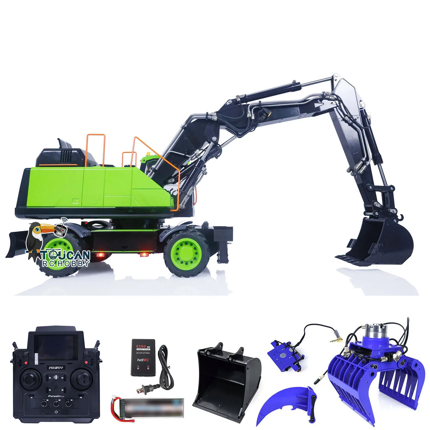 Escavatore RC idraulico 1/14 EC380 Veicolo di ingegneria radiocomandato con ruote Grab RC Digger