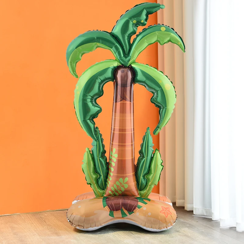 Große stehende Kokospalmen- und Kaktus-Aluminiumfolienballons eignen sich für Partys, Feiern und Geburtstage in Hawaii. – Detail 2