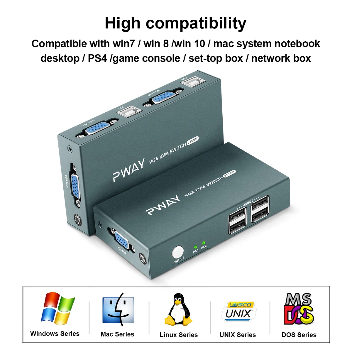 2 Port VGA KVM Switch VGA mit 2PC Computer Sharing 1 Tastatur Maus Monitor für Arbeits Video Treffen Lehre konferenz