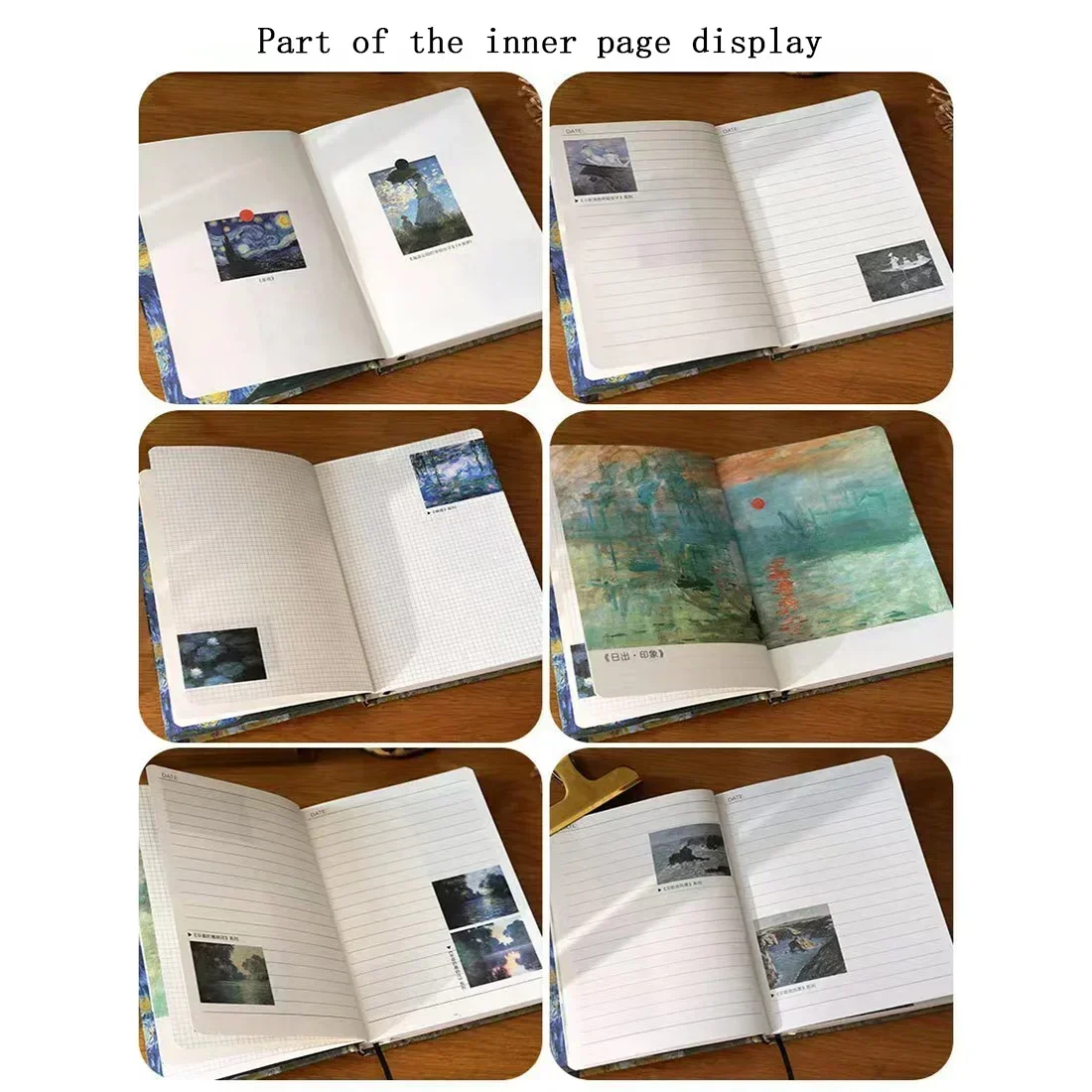 Hardcover Series Notepad / Color Painting Monet Van Student Page Oil Notebook Beautiful Illustration Diary Gogh