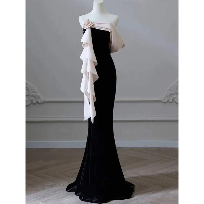 

Classical Black Evening Dress 2024 New Elegant Prom Dress Sleeveless With Appliques Mermaid Dress For Banquet Vestidos De Noiva