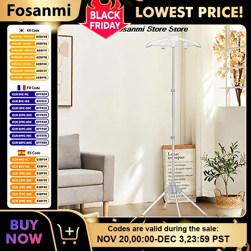 

Household Floor Standing Folding Garment Steamer Rack With Handheld Iron And Adjustable Telescopic Support Stand For Clothes