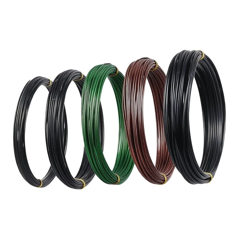 Aluminum Bonsai Training Wire Set 1.0 1.5 2.0mm Anodized Black Brown Green + Diagonal Pliers for Branch Support