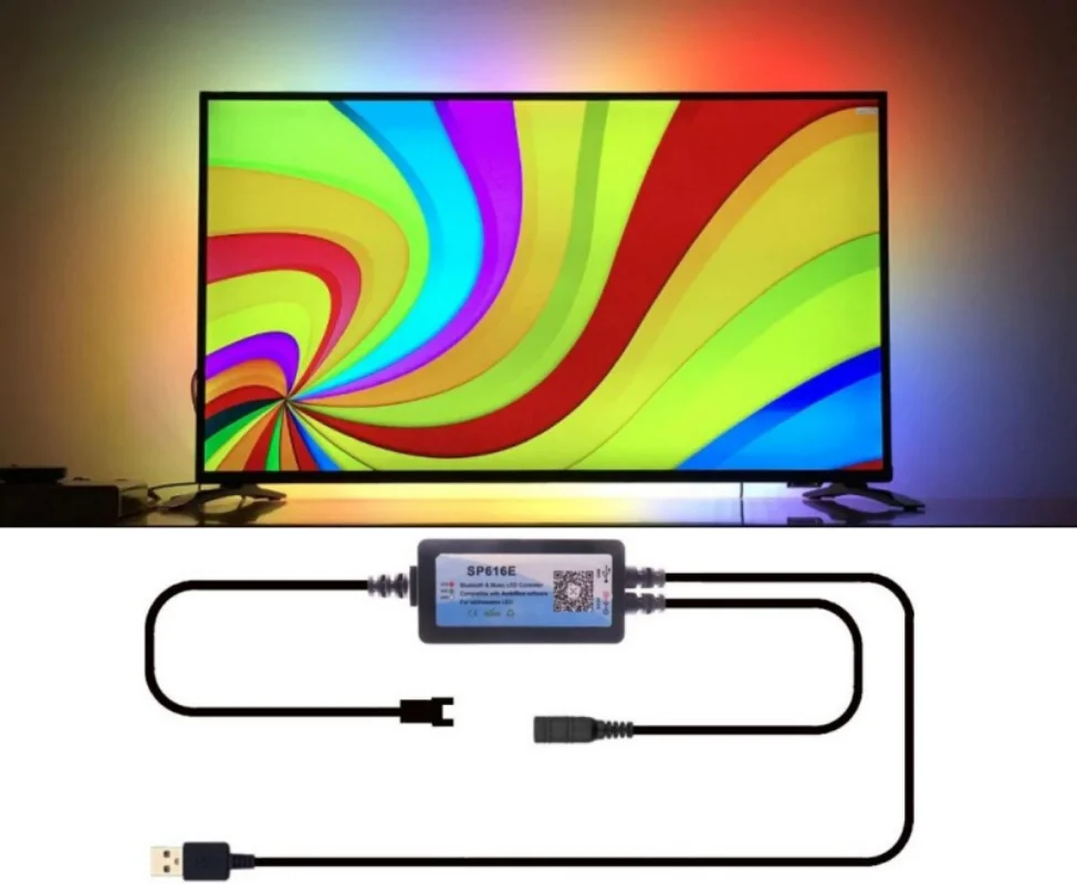 WS2812B SP616E USB Bluetooth&Music Controller kit DIY Ambient PC Dream Screen Addressable LED Strip Computer Monitor Backlight