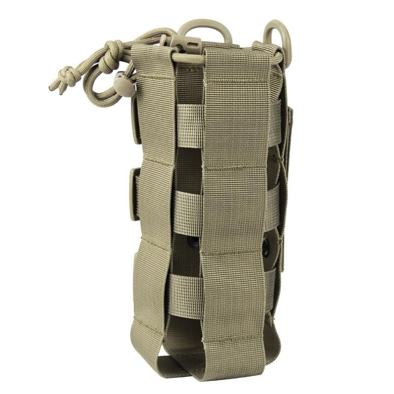 

652F Adjustable Webbing Water Bottle Holder Bag Tactic Water Bottle Drawstring Bottle Holder for Hiking Travel