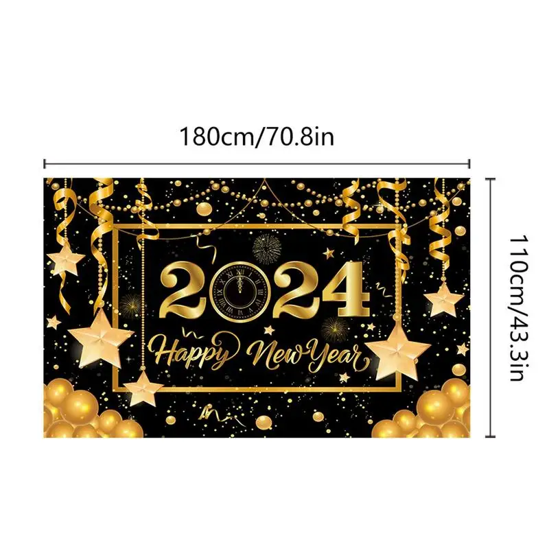 Bannière de fond de fête de bonne année noir et or, fournitures de fond, nouvel an, Noël, 2024