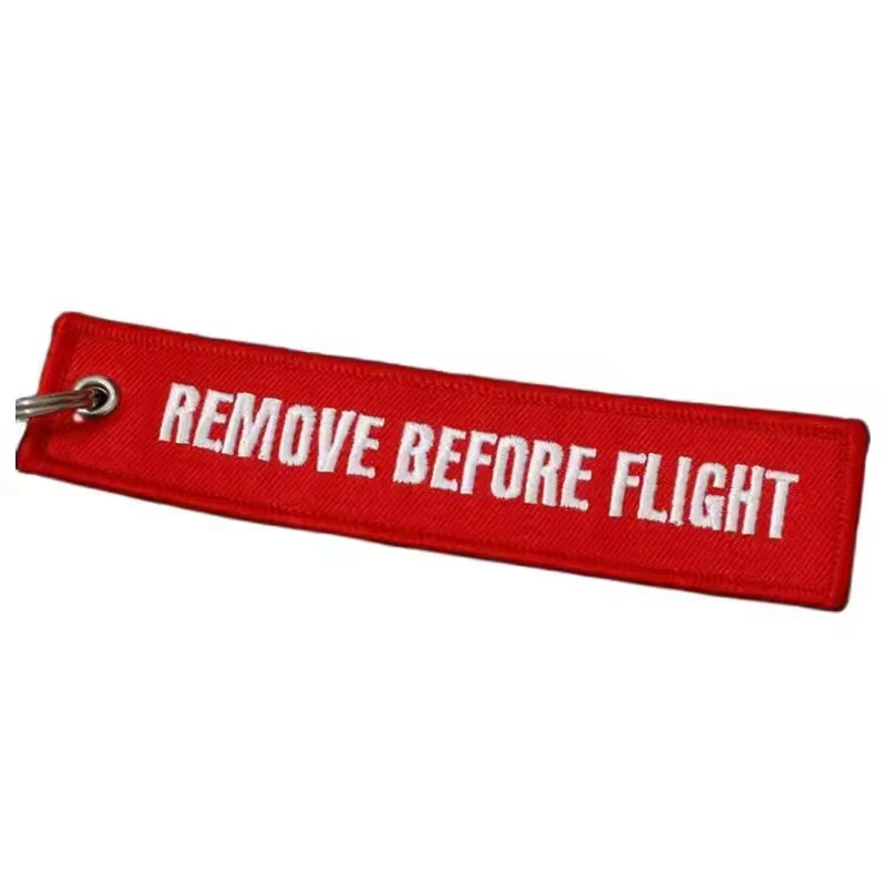 50Pcs Red Remove Before Flight Embroidered Key Strap for Car Key Handbag Charm