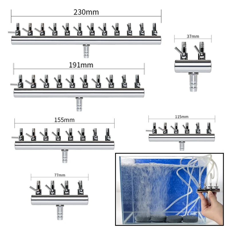 

Aquarium Air Pump Splitter Distributor 2/4/6/8/10/12 Way Fish Tank Pump Valves Stainless Steel Control Valve Aquaria 8mm to 4mm