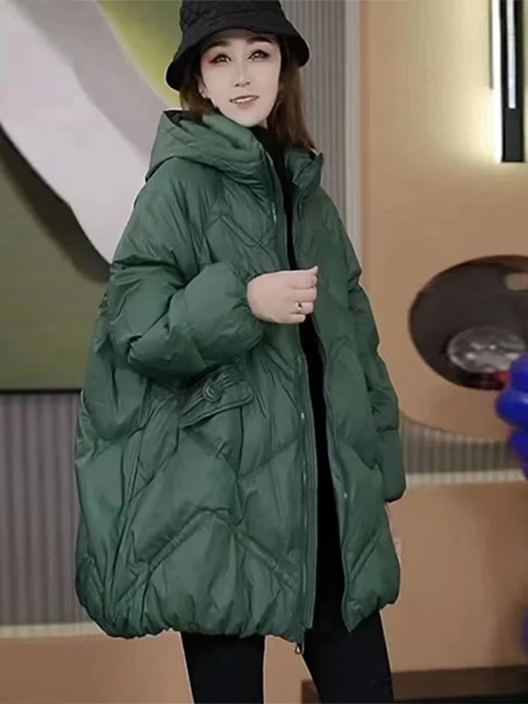 

Korean Style Thickened Warm Cotton Jacket Casual Loose Version Color Coat Winter New Arrival Fashionable Hooded Coat