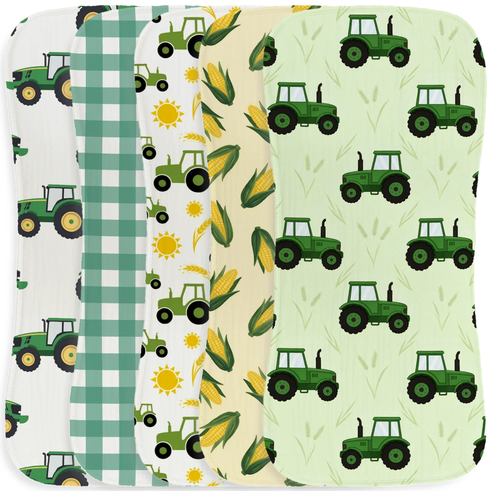 

Organic Fabric Burp Cloths Cartoon Tractor Theme Skin Friendly Shoulder Pads Baby Essential Spit Up Rags Thick Gauze Face Cloths