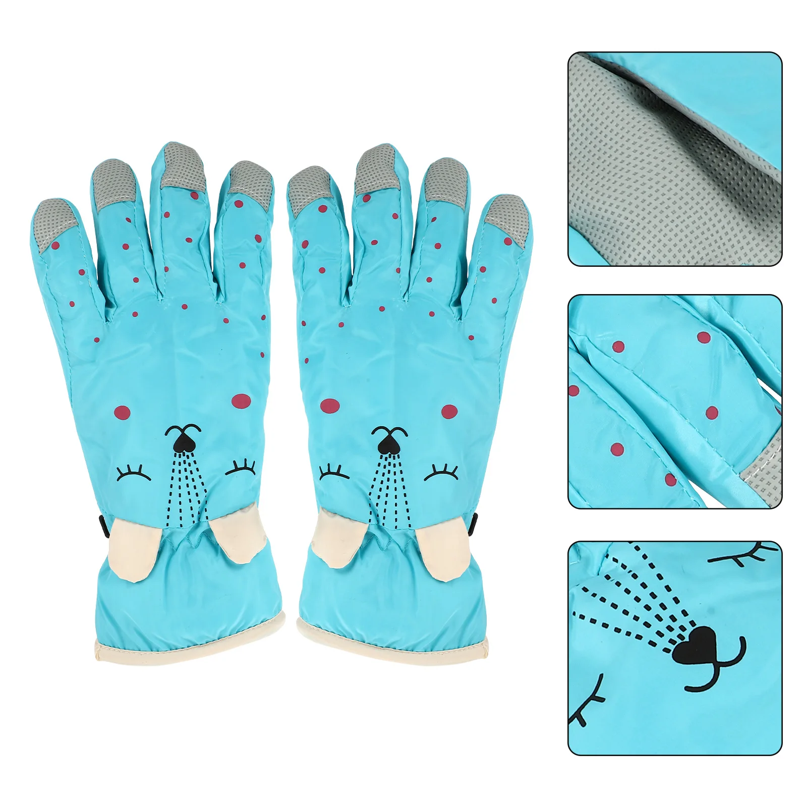 

1 Pair Thickened Kids Winter Skiing Gloves Adorable Cartoon Warmth Windproof Wear-Resistant Comfortable Cycling Skating Gloves