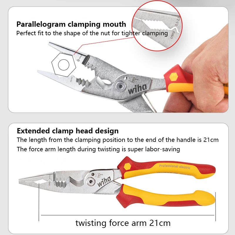 Wiha 45489 45705 VDE Insulated 8in1 Multi-Function Installation Pliers 225mm Industrial Electric