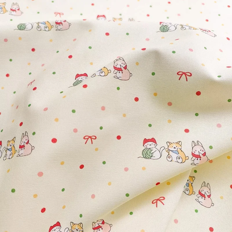

Dot-patterned animals, fine canvas bag fabric, pure cotton sofa cover, tablecloth, curtains, handmade DIY fabric