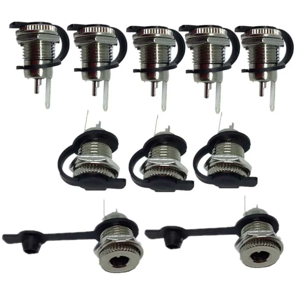 

10pcs DC Power Socket Connector with Waterproof Cover Cap 5.5mm x 2.1mm Female Threaded Panel Mounting Adapter Power Jack