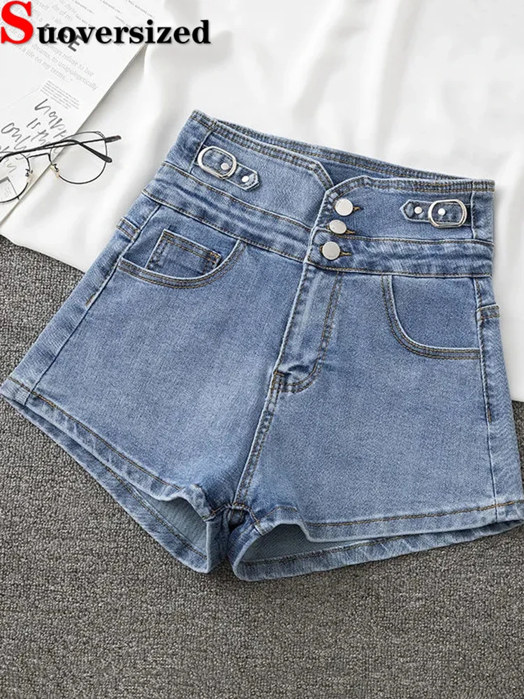 

Slim High Waist Short Jeans Summer Women's Cortos Pantalones Fashion Streetwear Denim Pants Stretch Trend A-line Vaqueros