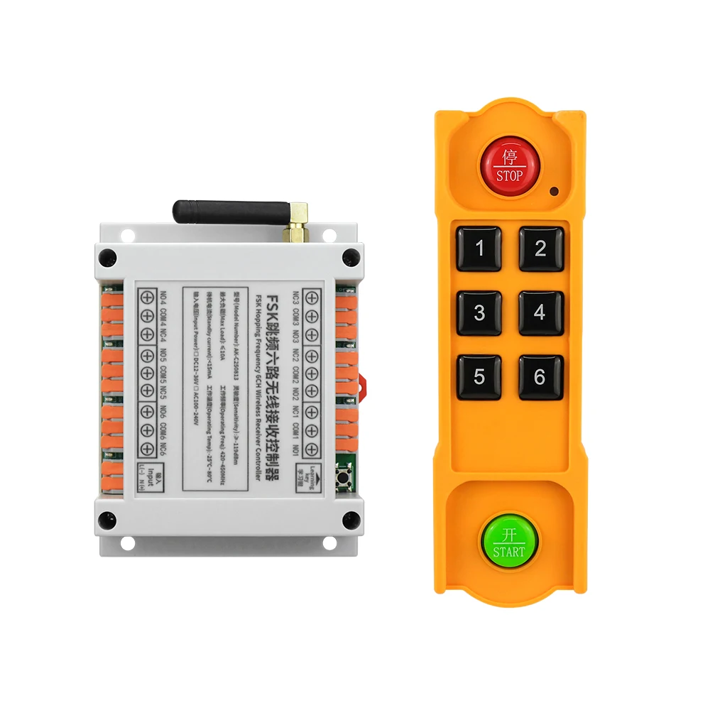 420~450MHz Universal Remote Control DC 12 V 6 CH RF Relay Receiver Wireless Switch Long Range Hopping Code For Garage Door Motor