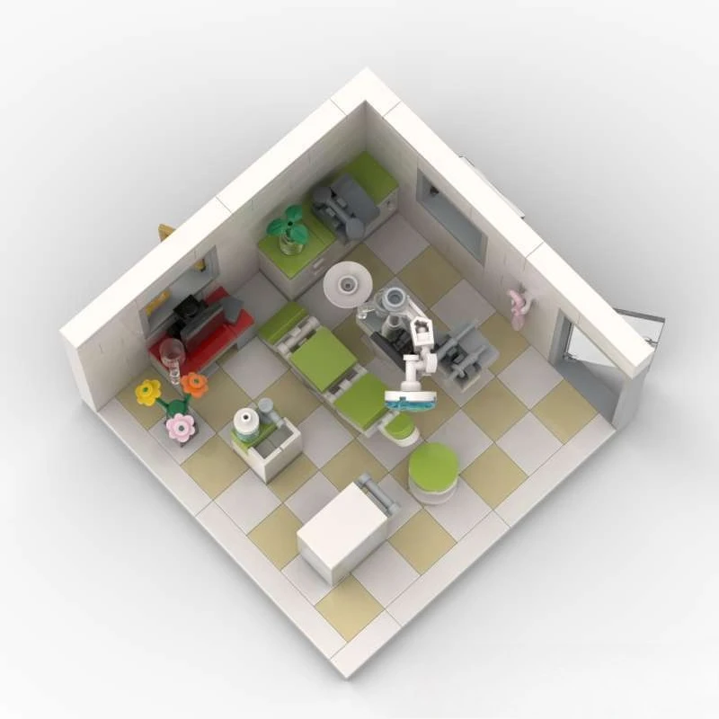 

MOC стоматологическая клиника, строительный блок, маленькая сцена, город, детское образовательное научное образование, детские кирпичи, коллекция игрушек