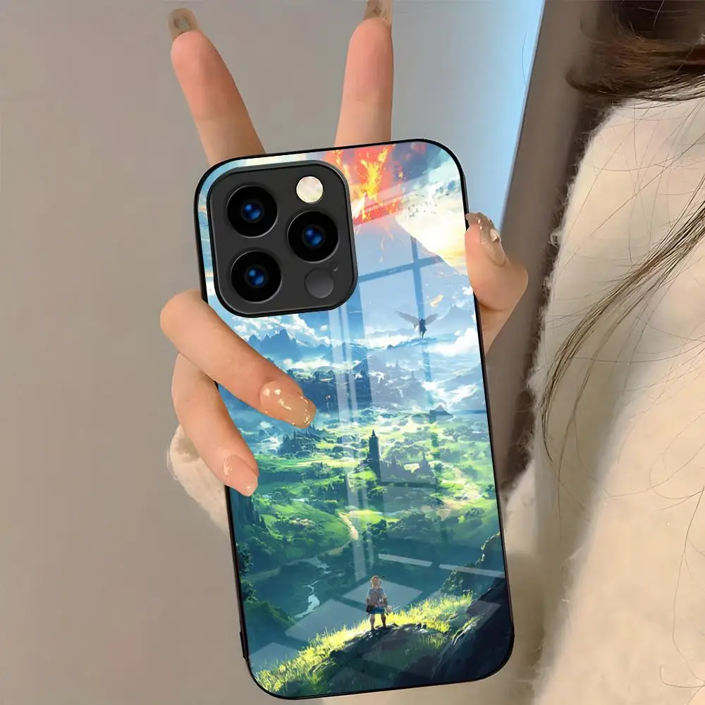Zel-da-ES Handyhülle für iPhone 17 Pro Max 16 15 14 Pro Max 13 11 Plus Glasabdeckung