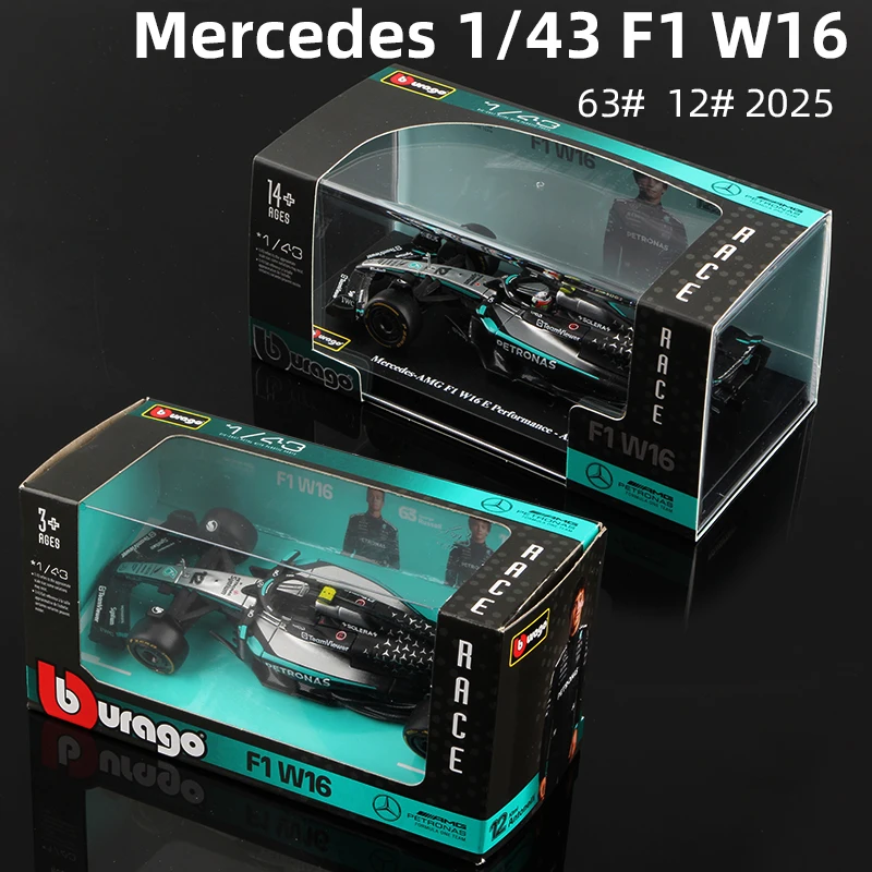 bburago-1-43-mercedes-2025-w16-e-performance-f1-formula-Автомобиль-Литые-автомобили-Модель-гоночного-автомобиля-Игрушка-63--Рассел-12-й--Антонелли