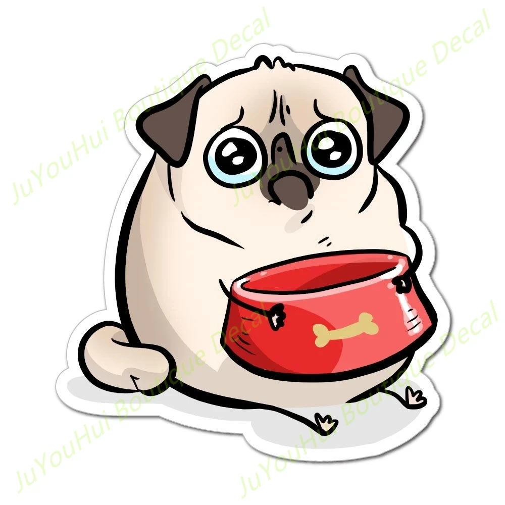 JuYouHui Exterior Accessories Decal Funny Car Sticker Sad Hungry Pug Decals Waterproof Auto Decors on Bumper Rear Window