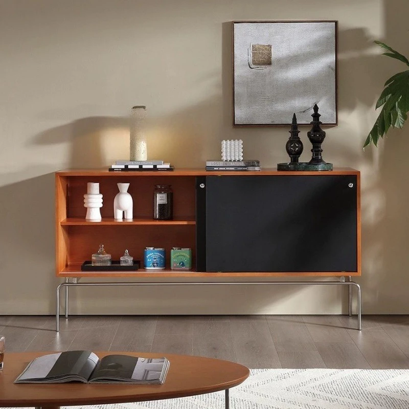 

Medieval solid wood dining side cabinet integrated against the wall household simple retro locker storage cabinet Bauhaus guest