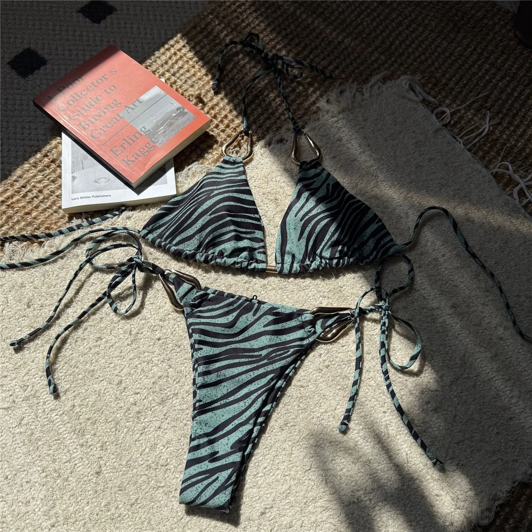Zebra-Muster, Neckholder-Bikini, Damen-Badebekleidung, zweiteiliges Bikini-Set, Damen-Badeanzug, mit Trägern, gepolstert, Badeanzug, Badebekleidung, Modell V6621. – Detail 20
