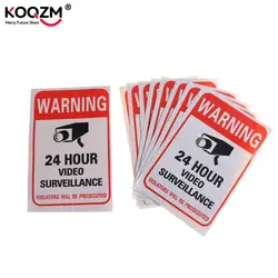 5Pcs/lot Wall Sticker 24H Video Camera System Warning Sign Wall Decal Surveillance Monitor Decal Public Area Security