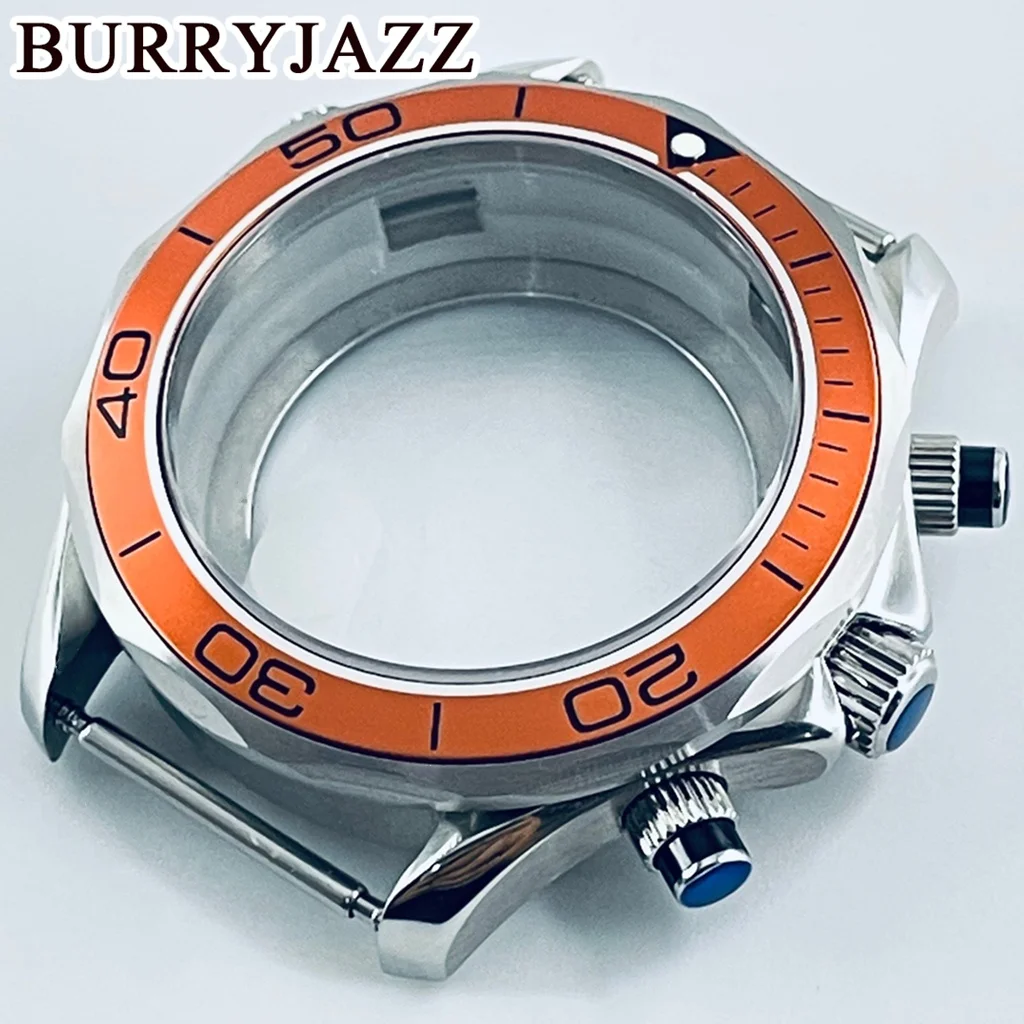 41mm Seamaster 300 Watch Case Fit VK63 VK64 Multy-Functional Quartz Chronograph Silver Watch Case Sapphire Glass