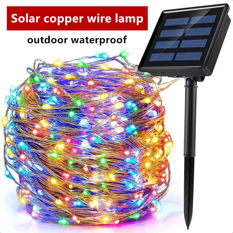 

Solar Copper Wire String Lights Outdoor 8 Lighting Modes Garden Lights Suitable for Parterre Wedding Bar Coffee Store Displays