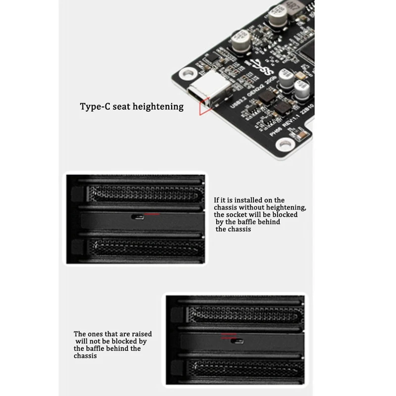 PCIE To Type C USB3.2 Expansion Card PCI Express X4 To Typec Gen2x2 20Gbps Drive Free Adapter Card For PC Desktop