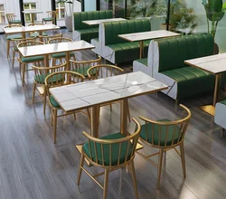 Marble Dining Restaurant Table Set Stainless Steel Leather Booth Sofa Seating Durable Indoor Furniture for Hotel Bar Coffee Shop