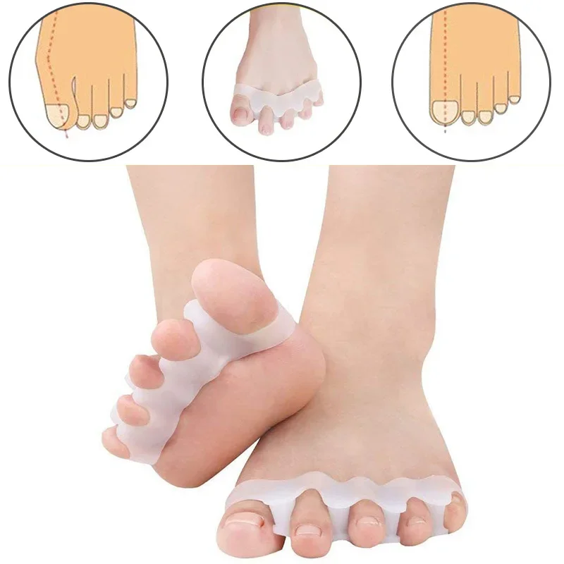 2Pcs=1Pair Toe Separators Stretchers  Correct Foot and Bunion Pain Pain Relief Foot Care Soft Gel Straightener Spacers 5 Colors