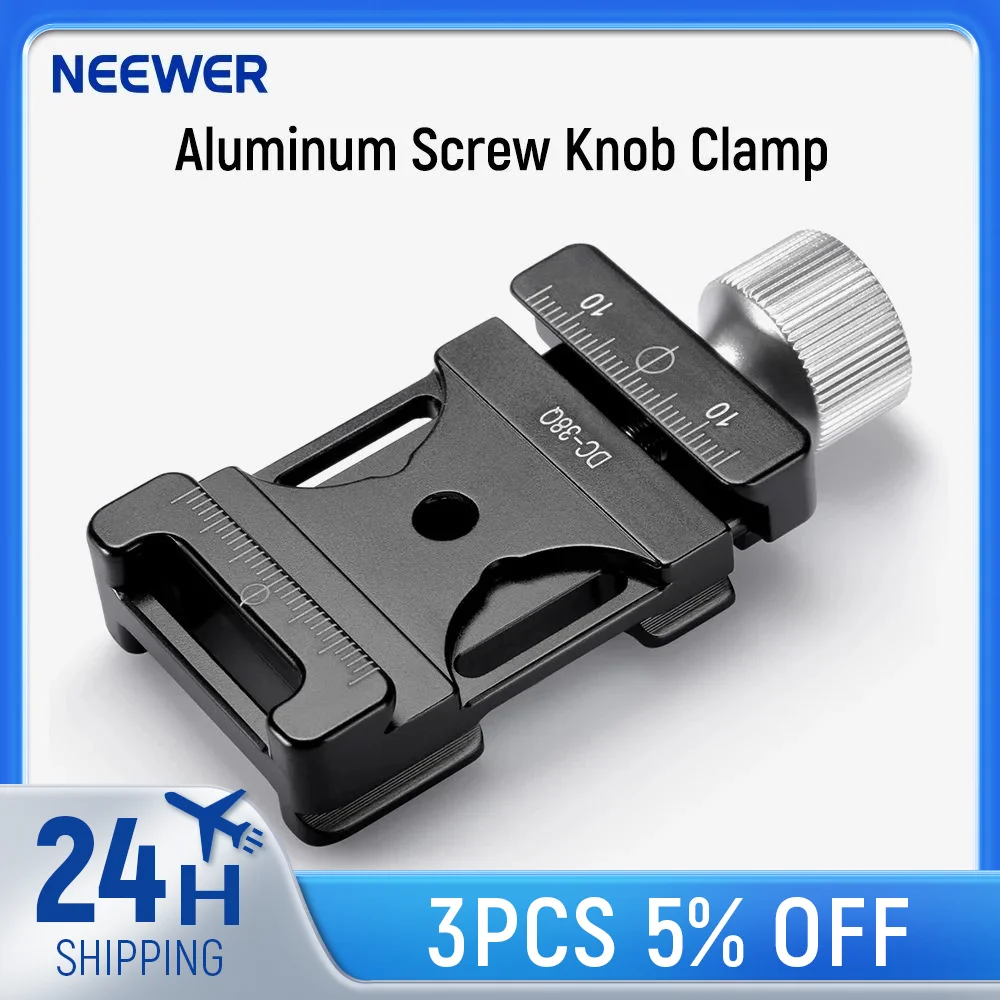 

Neewer Aluminum Screw Knob Clamp Arca Swiss Compatible Mini Quick Release Clamp for QR Plate (38mm)