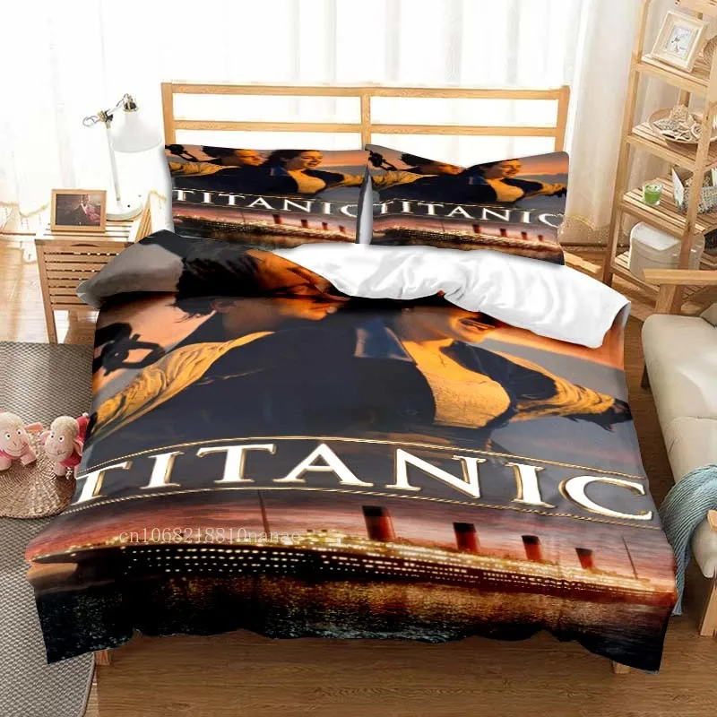 Imagem -02 - Titanic Conjunto de Cama Peça Consolador Cama Capa de Edredão Duplo Rei Consolador Capa Leonardo Dicaprio Toda a Temporada Duplo