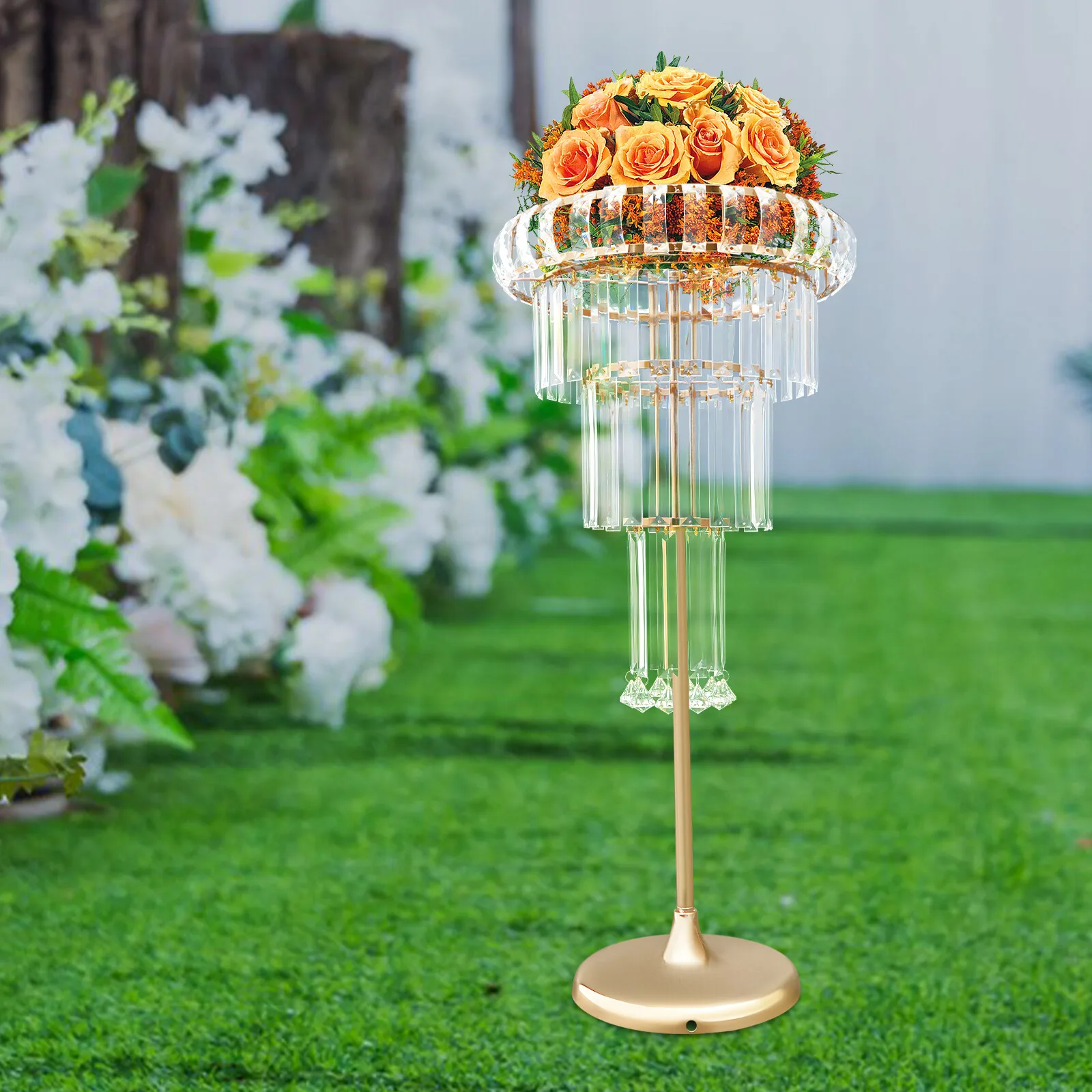 

4-Tiers 32.28in Gold Flower Stand Wedding Flower Stand Floor Standing Countertop Mount