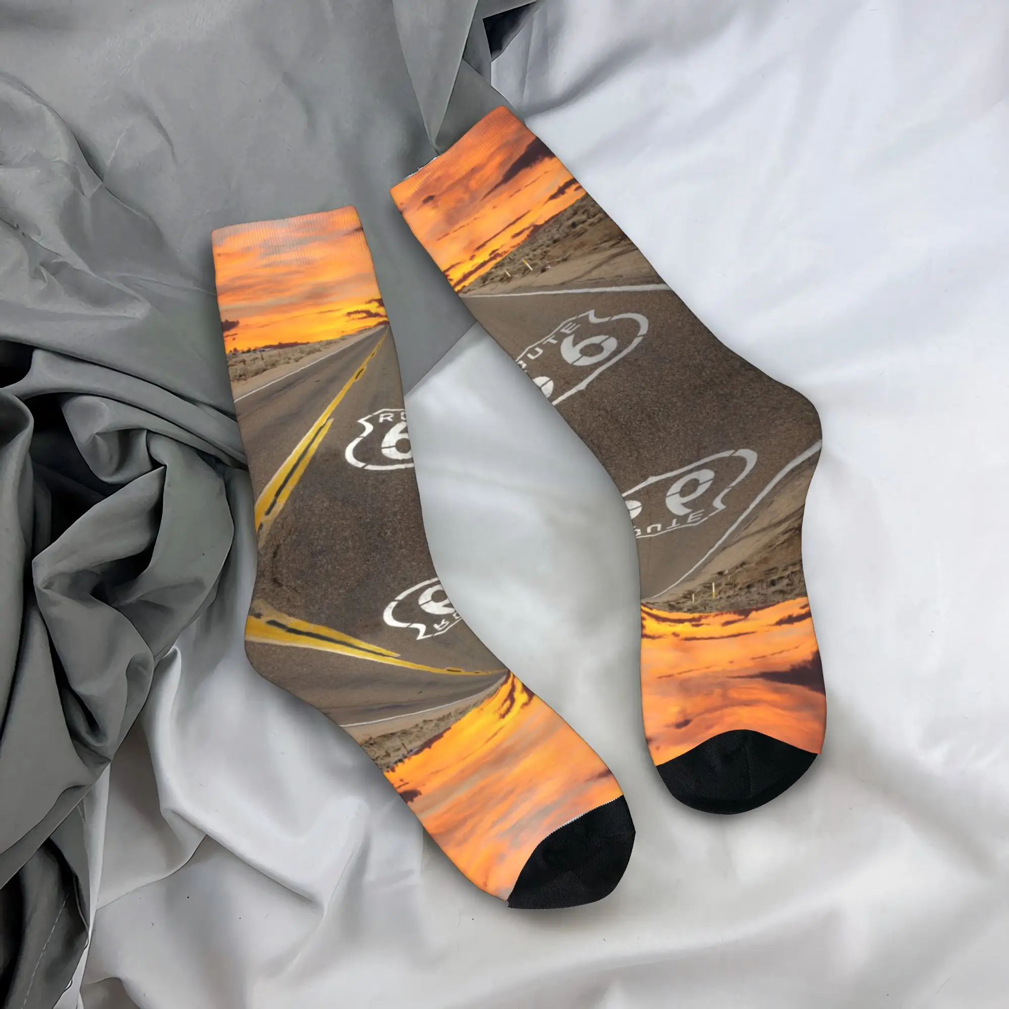 مخصص أمريكا الطريق السريع 66 الرجال طاقم الجوارب للجنسين متعة 3D مطبوعة الشارع الرئيسي في أمريكا اللباس الجوارب #3