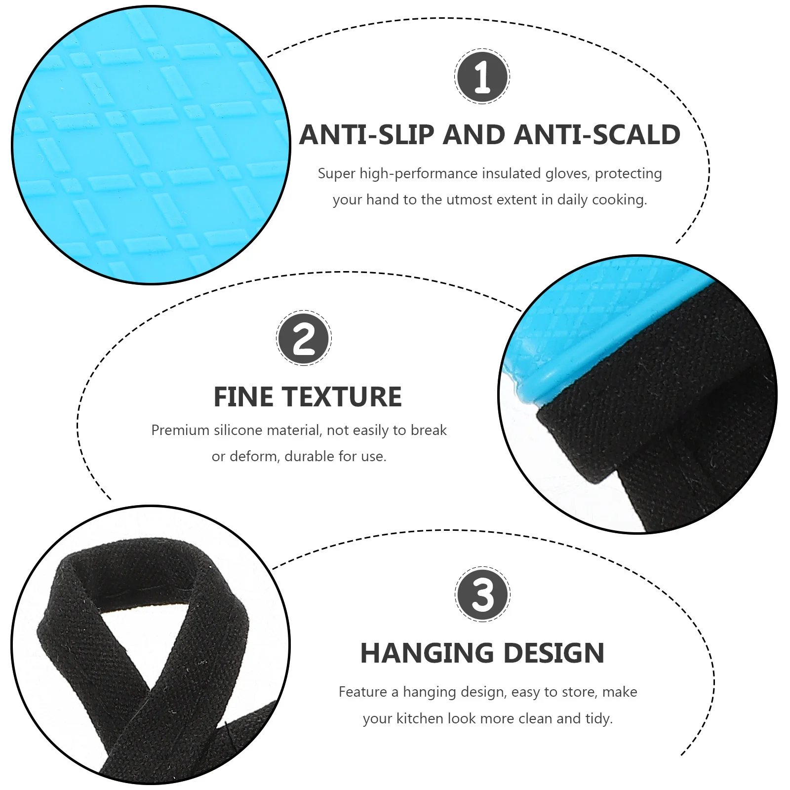 

Kitchen Mitts for Oven Reusable Gloves Baking Heat Resistant Silicone Thermal Insulation