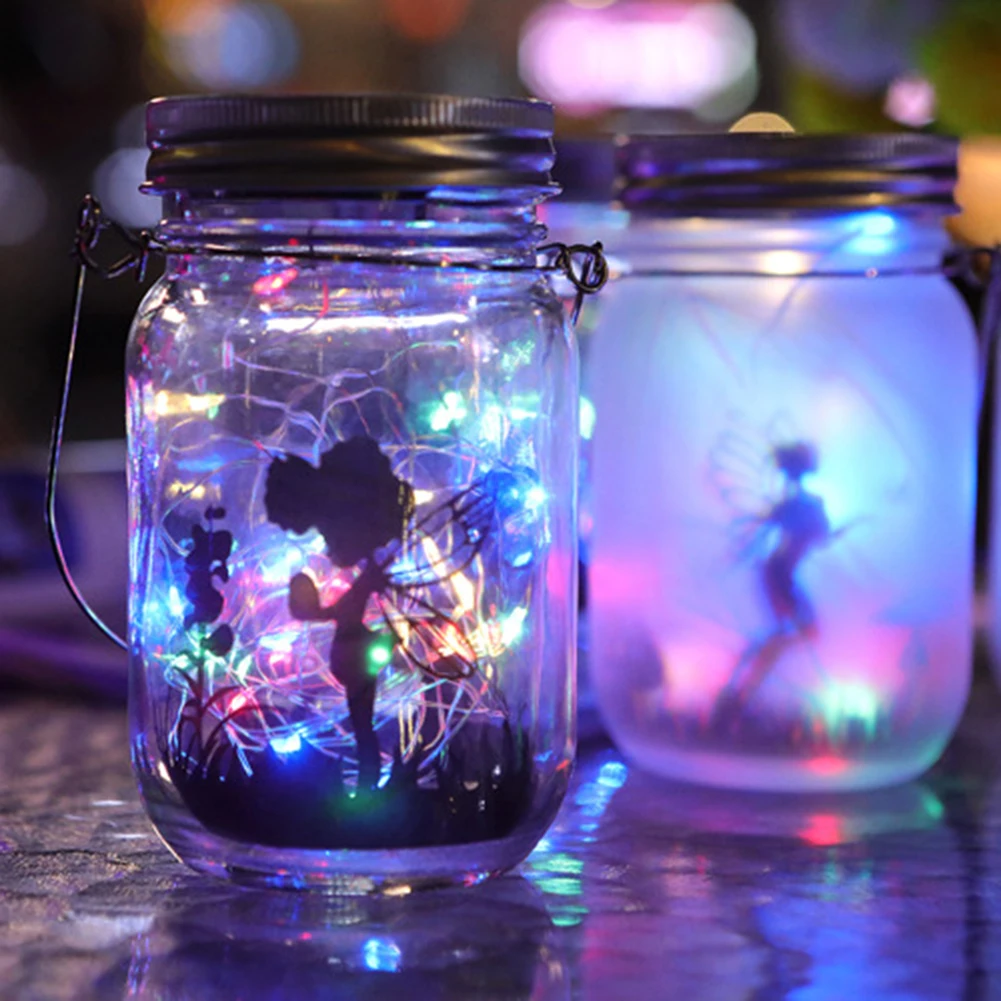 Zonne-Energie Fairy Lantaarn Tuinverlichting Buiten Kerst Bruiloft Verjaardagsfeest Decor Metselaar Solar Pot Patio Lamp Hanglamp