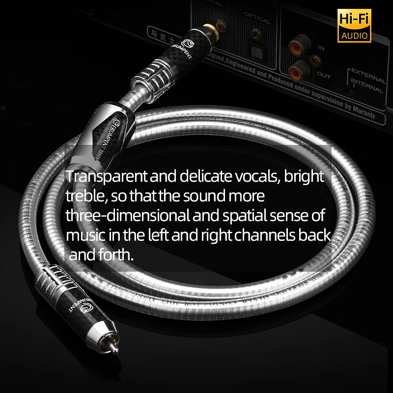 ERUMPENT 75Ohms Sterling Silver Professional RCA Digital Coaxial Cable Self-locking RCA Audio Cable for DAC Home Theater TV